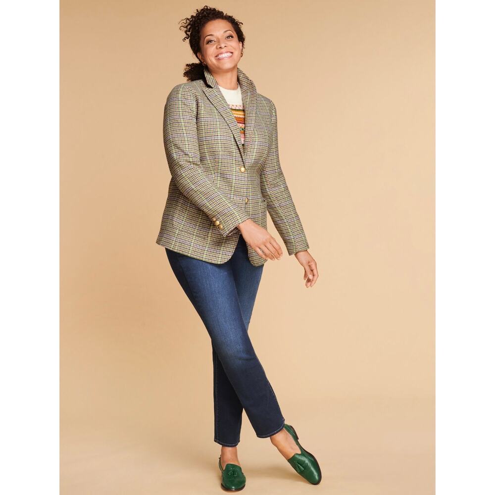 Talbots Shetland Blazer Morning Plaid Wool Blend 6